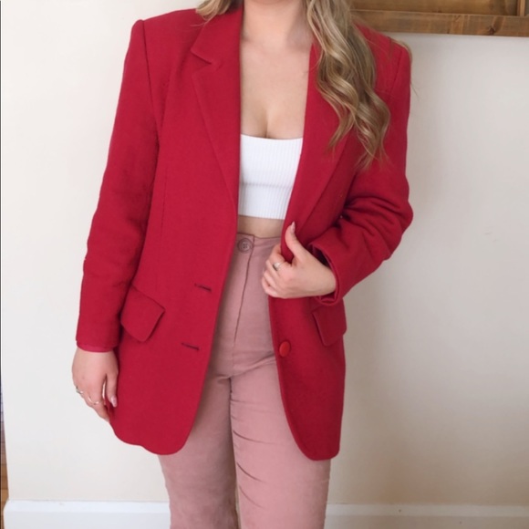 ✿ Vintage Hot Pink Wool Blazer Size M - Picture 6 of 6